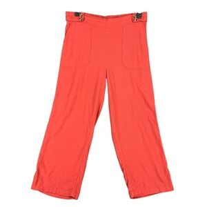 Calligraphi Linen Wide Leg Cropped Pants L Capsule Coastal Trend Travel Friendly